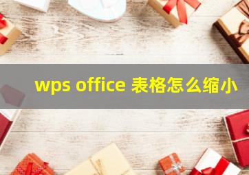 wps office 表格怎么缩小